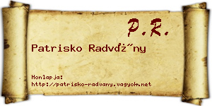 Patrisko Radvány névjegykártya